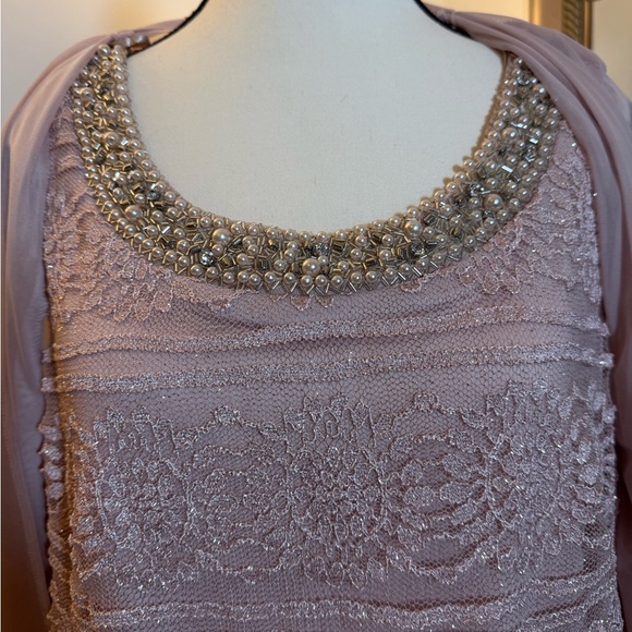 R & M Richards Pink Palazzo Pantsuit with Asymmetrical Layered Design - Picture 3 of 6